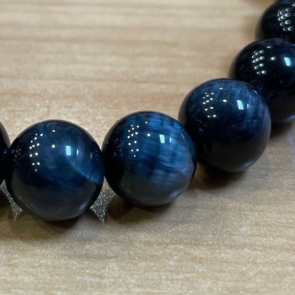 Semi-precious Blue Tiger’ Eyes Gemstone Boho Style Bracelet - Picture 2 of 6